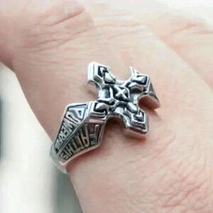 Men's 925 Silver Cross Ring
